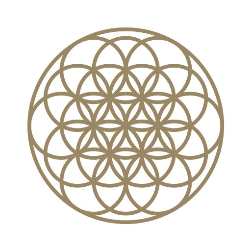 Gouden levensbloem van Umoja World, symbool voor verbondenheid en harmonie.