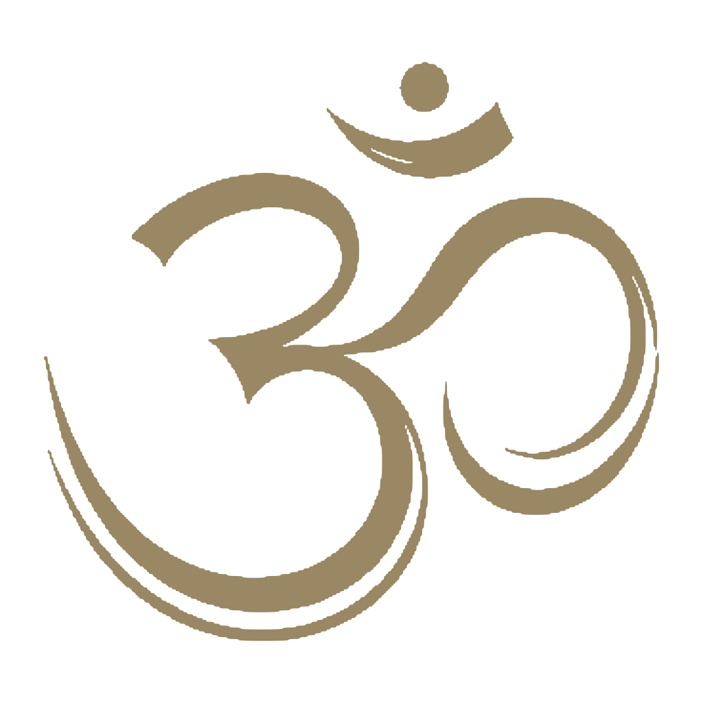 Sierlijk gouden Om-symbool voor eenheid en bewustzijn.